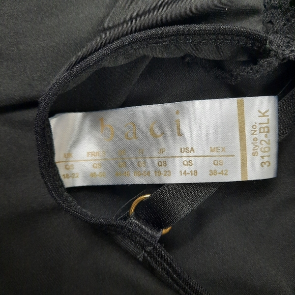 Size QS 14 - 18 Baci Black Lingerie with Stocking Straps Sexy Queen Beauty - Picture 6 of 7